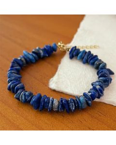 Buddha Stones Natural Irregular Design Lapis Lazuli Lazurite Positive Bracelet - Lapis Lazuli(Wrist Circumference 15–18cm)
