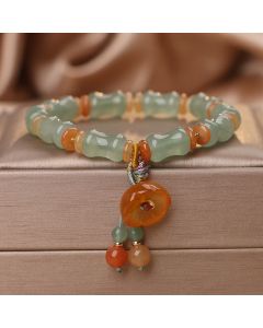Buddha Stones Natural Jade Bamboo Flower Pattern Luck Bracelet - Jade(Prosperity♥Abundance)