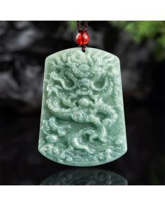 Buddha Stones Natural Jade Chinese Zodiac Dragon Sea Luck String Necklace Pendant - Jade(Prosperity♥Abundance)