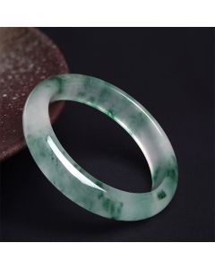 Buddha Stones Natural Jade Floating Flower Luck Bracelet Bangle - 54mm