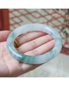 Buddha Stones Natural Jade Luck Prosperity Bangle Bracelet - 58mm