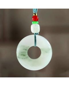 Buddha Stones Natural Jade Peace Buckle Prosperity Necklace Pendant - Jade(Prosperity♥Abundance)