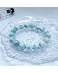 Buddha Stones Natural Larimar Wisdom Confidence Bracelet - Grade B / 9mm(Wrist Circumference 14-16cm)