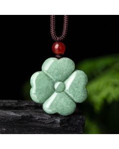Buddha Stones Natural Lucky Four Leaf Clover Jade Prosperity Necklace Pendant - Jade(Prosperity♥Abundance)