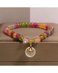 Buddha Stones Natural Multicolor Tourmaline Chalcedony Wisdom Bracelet - Tourmaline(Positive ♥ Love)