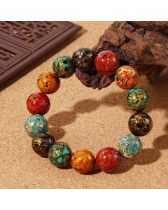 Buddha Stones Natural Multicolored Lacquer Beads Calm Bracelet - Natural Lacquer Beads