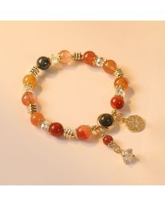 Buddha Stones Natural Multicolored Rutilated Quartz Eight-pointed Star Flower Wealth Bracelet - Rutilated Quartz(Auspiciousness♥Courage)(Wrist Circumference 14-16cm)
