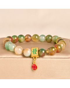 Buddha Stones Natural Peacock Agate Coin Courage Bracelet - Peacock Agate (Wrist circumference: 15-16cm)