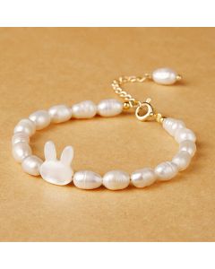 Buddha Stones Natural Pearl Cute Rabbit Sincerity Bracelet - Pearl(Healing♥Wisdom)