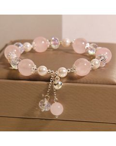 Buddha Stones Natural Pink Crystal Pearl Self-acceptance Bracelet - Pink Crystal(Wrist Circumference 14-16cm)