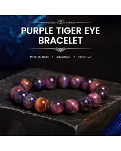 Buddha Stones Natural Purple Tiger Eye Protection Strength Bracelet - 14mm