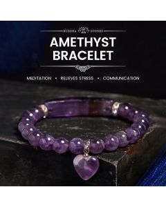 Buddha Stones Natural Quartz Love Heart Healing Beads Bracelet - White Crystal