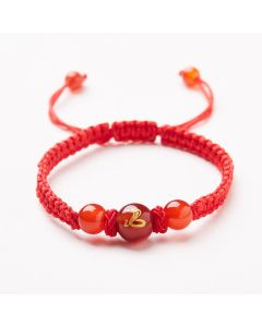 Buddha Stones Natural Red Agate Chinese Zodiac Red String Braided Protection Luck Bracelet - Red Agate Chinese Zodiac-Pig