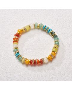 Buddha Stones Natural Red Agate Jade Rainbow Confidence Bracelet - Rainbow Jade Bracelet (Wrist Circumference 14-15cm)