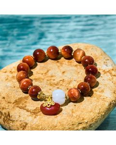 Buddha Stones Natural Red Tiger Eye Pumpkin Calm Bracelet - Red Tiger Eye (Wrist Circumference: 14-18cm)