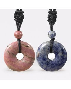 Buddha Stones Natural Rhodonite Gray Agate Peace Buckle Fortune Necklace - Natural Green Tiger Eye(Color May Vary)