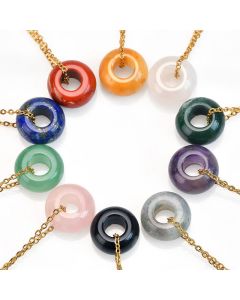 Buddha Stones Natural Rose Quartz Green Aventurine Round Crystal Healing Necklace - Natural Black Obsidian(Color May Vary)