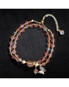 Buddha Stones Natural Strawberry Quartz Amethyst Double Wrap Positive Bracelet - Amethyst(Wrist Circumference:14–15 cm)
