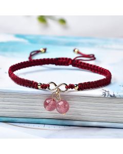 Buddha Stones Natural Strawberry Quartz Amethyst Green Phantom Bead Positive Bracelet - Green Phantom(Self-acceptance♥Confidence)(Bracelet Size 16+5cm)