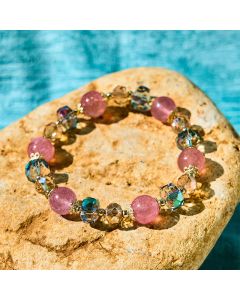 Buddha Stones Natural Strawberry Quartz Colorful Crystal Positive Bracelet - Strawberry Quartz(Love♥Healing)