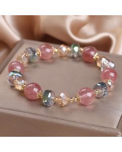 Buddha Stones Natural Strawberry Quartz Colorful Crystal Positive Bracelet - Strawberry Quartz(Love♥Healing)
