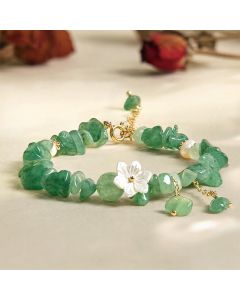 Buddha Stones Natural Strawberry Quartz Green Strawberry Quartz Super Seven Crystal Flower Healing Bracelet - Super Seven Crystal(Wrist Circumference 14-20cm)