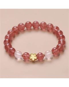 Buddha Stones Natural Strawberry Quartz Peach Blossom PiXiu Attract Fortune Healing Bracelet - Strawberry Quartz Pixiu Attract Fortune(Wrist Circumference 14-16cm)