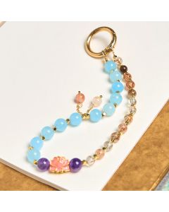Buddha Stones Natural Super Seven Crystal Protection Key Chain Phone Hanging Decoration - Super Seven Crystal