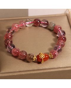 Buddha Stones Natural Super Seven Crystal Red Agate Positivity Bracelet - Super Seven Crystal(Wrist Circumference 14-16cm)