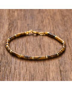 Buddha Stones Natural Tiger Eye Protection Beaded Bracelet - 7.9–8.2 in (20–21 cm)