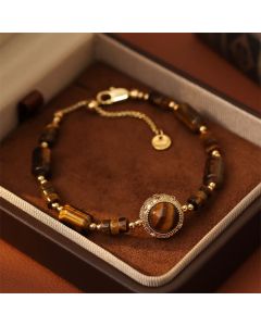 Buddha Stones Natural Tiger Eye Protection Strength Chain Bracelet - Tiger Eye(Wrist Circumference: 14-17cm)
