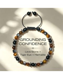 Buddha Stones Natural Tiger's Eye Black Obsidian Hematite Support Bracelet - 17-26cm