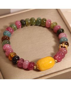 Buddha Stones Natural Tourmaline Topaz Positive Bracelet - Tourmaline(Wrist Circumference: 15-17cm)