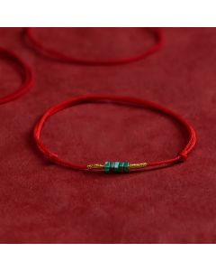 Buddha Stones Natural Ultra-fine Malachite Beads Luck Protection Braided Red Rope Bracelet - Malachite(Wrist Circumference 5.9–6.7 in / 15–17 cm)