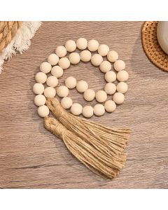 Buddha Stones Natural Wood Macrame Bead Hanging Tassel Mindful Living Decor - 14mm / 36 Beads