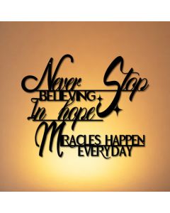 Buddha Stones Never Stop Believing Inspirational Quote Iron Metal Meaningful Symbols Wall Art - Approx. 25cm x 20.46cm x 0.1cm / 9.84in x 8.06in x 0.04in