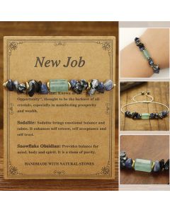 Buddha Stones New Job Green Aventurine Sodalite Snowflake Obsidian Energy Bracelet - New Job(Wrist Circumference 14-24cm)