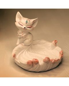 Buddha Stones Nine Tailed Fox Luck Resin Storage Ornaments Home Decoration - Ivory Fruit Fox 12*14cm