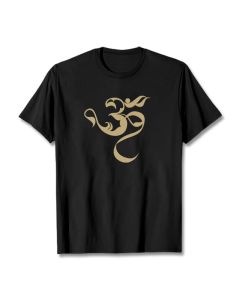 Buddha Stones Om Figure Design Cotton Tee T-shirt - Black / S