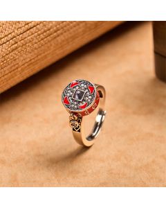 Buddha Stones Om Mani Padme Hum Copper Prayer Wheel Rotatable Wealth Ring - Copper(Wealth♥Luck)