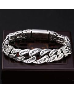 Buddha Stones Om Mani Padme Hum Engraved Peace Purity Bracelet - 22cm