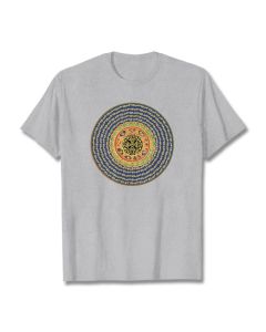 Buddha Stones 108 Om Mani Padme Hum Mantra Sanskrit Tee T-shirt - Light Cyan / M