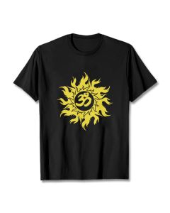 Buddha Stones OM Mantra Sanskrit Gold Sun Tee T-shirt - LightGrey / 2XL