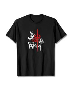 Buddha Stones OM NAMAH SHIVAYA Red Trident Cotton Tee T-shirt - LightGrey / 2XL