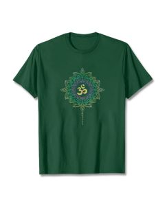 Buddha Stones OM Yellow Green Gradient Lotus Cotton Tee T-shirt - LightPink / 2XL