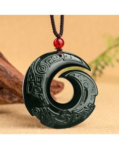 Buddha Stones One's Luck Improves Design Patern Natural Hetian Cyan Jade Success Necklace Pendant - Hetian Cyan Jade(Success♥Healing)