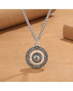 Buddha Stones One's Luck Improves Design Pattern Copper Rotatable Necklace Pendant - One's Luck Improves