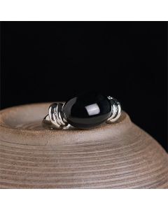 Buddha Stones Oval Pattern Hematite Support Adjustable Ring - Golden(US 7 Adjustable)