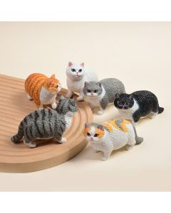 Buddha Stones Painted Resin Little Chubby Cat Cute Animal Decor - Calico