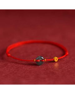 Buddha Stones Peace Buckle Copper Coins Jade Red String Connection Bracelet Anklet - Anklet(Circumference: 16-23cm)